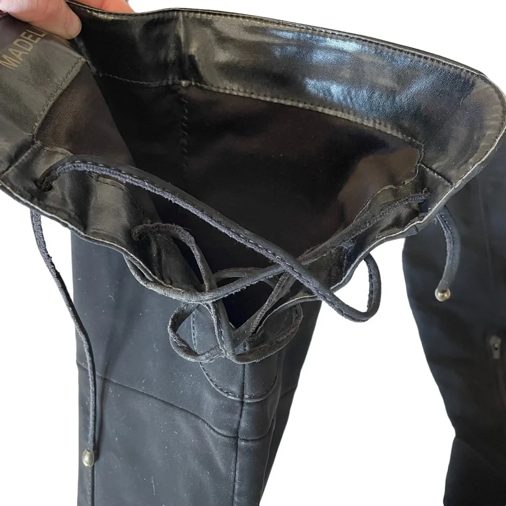 Madeline Girl Suede Thigh High Heeled Boots Black Size 7M - Picture 7 of 8